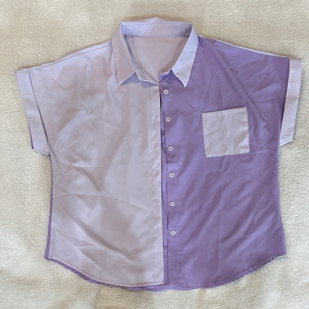 Two-Tone Purple Button-Up Shirt